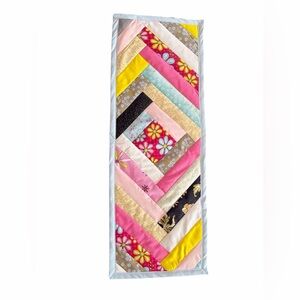 Floral table runner pink quilted 13x33